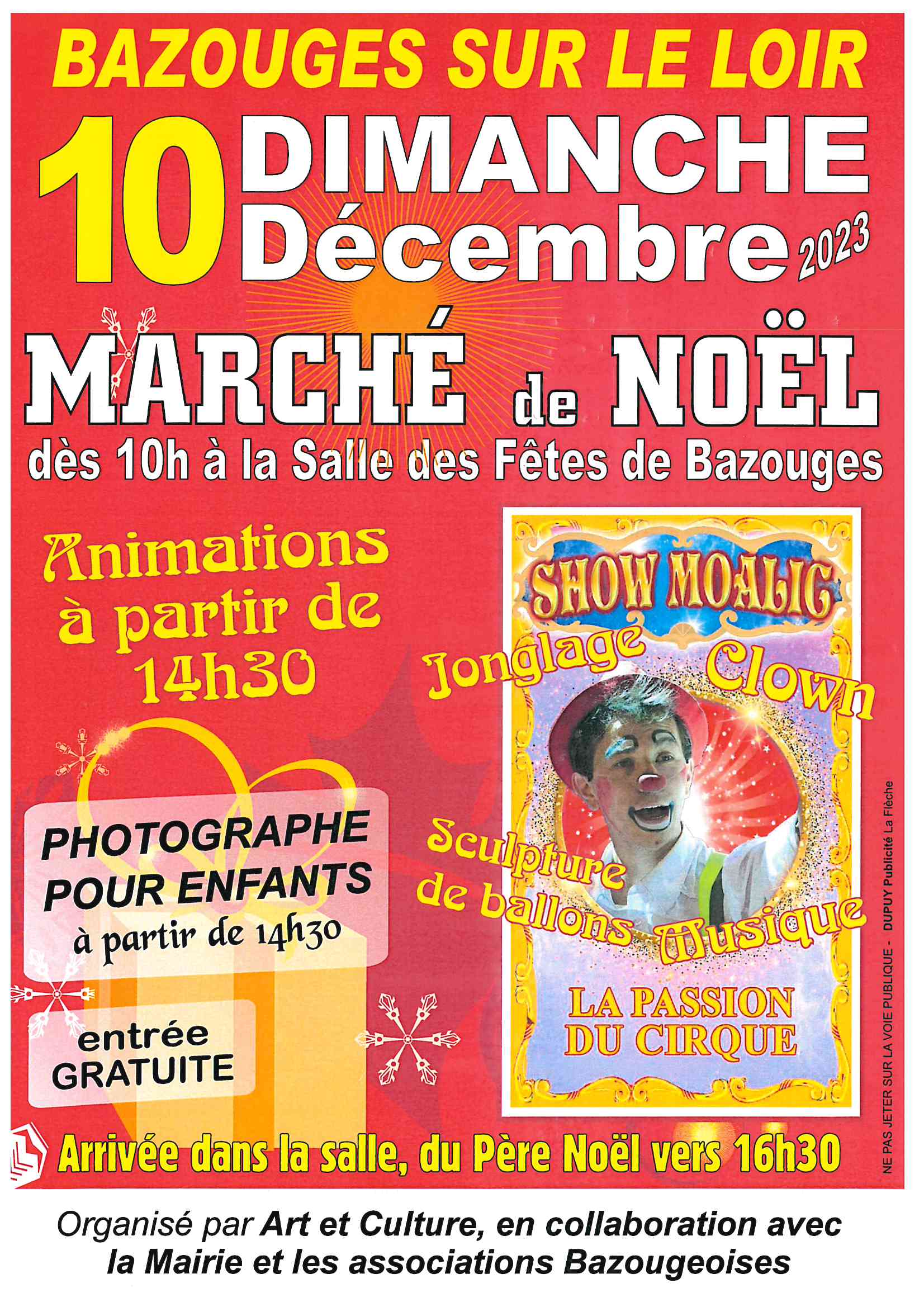 Marché de Noël dimanche 10 décembre 2023 organisé par Art et Culture